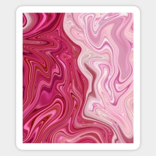 Raspberry Cream Pink Marble Effect Swirl Abstract Art Sticker